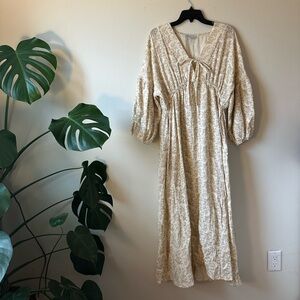 Hunter 100% Cotton Gauze Midi Dress in Taupe Floral - Bump Friendly size XL